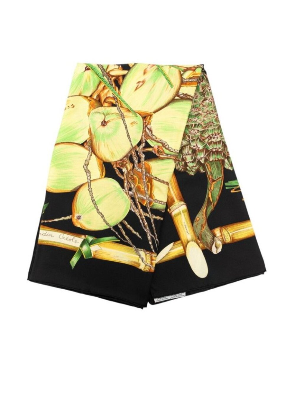 Hermes Carre 90 Jardin Creole Cles Or's Paradise Scarf Black Multicolor Silk - Picture 2 of 8